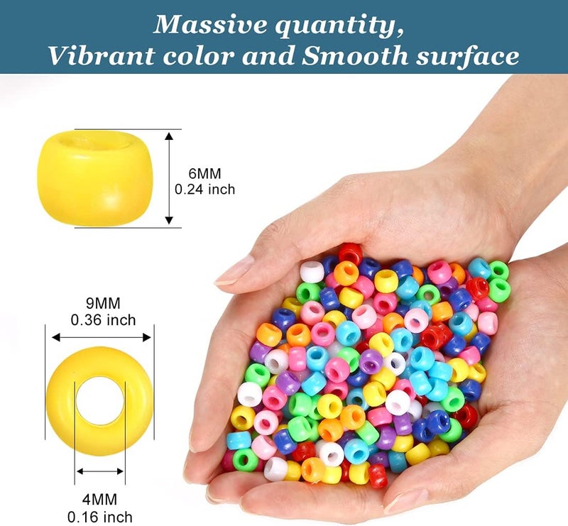 Eppingwin 3000+ pcs Pony Beads, Multi-Colored Bracelet Beads for Hair Braids, Plastic Bead for Crafts (Large Pack, Classic)… - Image 2
